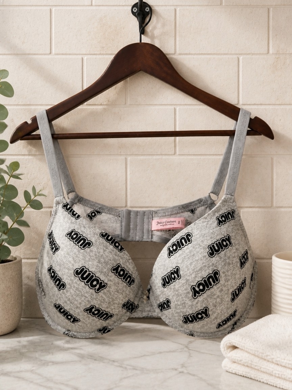 Juicy Couture Gray Printed Underwire Bra Size 40D